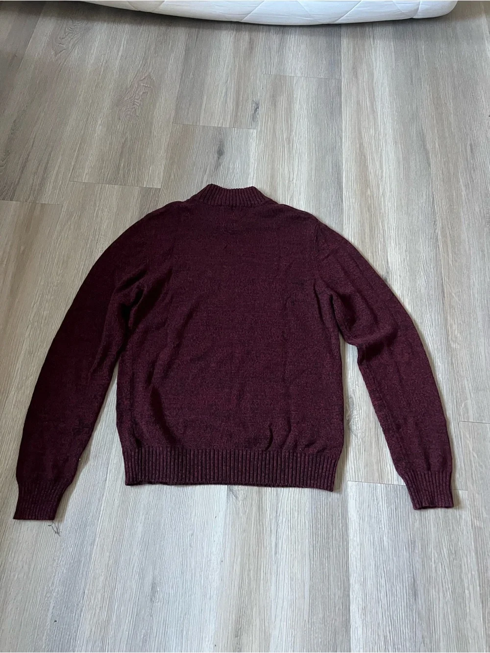 Guess Men's Burgundy Turtleneck Sweater with Black Fair Isle Detail